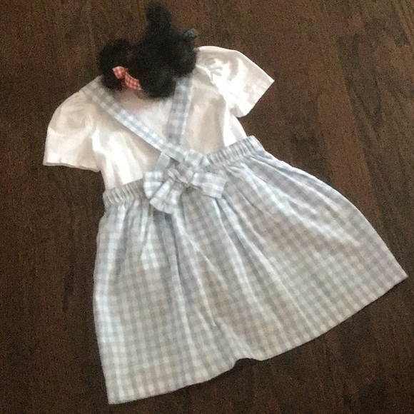 Wizard of OZ ~ Dorothy & Toto Blue Gingham Pinafore Dress with White T-Shirt - Picture 2 of 13